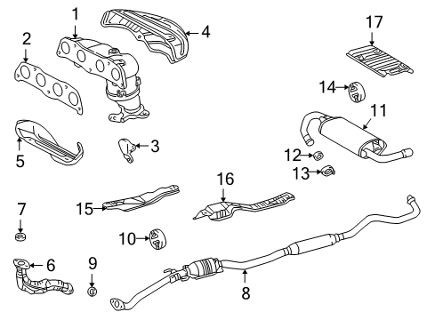 2005 Pontiac Vibe Muffler & Pipe Clamp Diagram for 88969142
