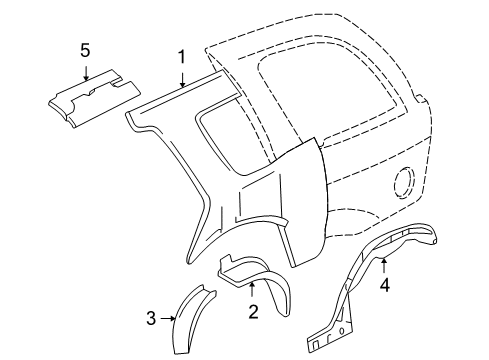 2005 Buick Rainier Inner Structure - Quarter Panel Diagram