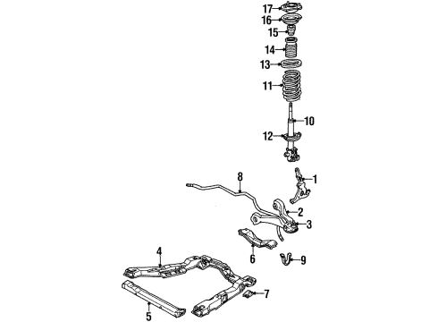 1988 Chevy Celebrity Front Suspension Components, Lower Control Arm, Stabilizer Bar Diagram