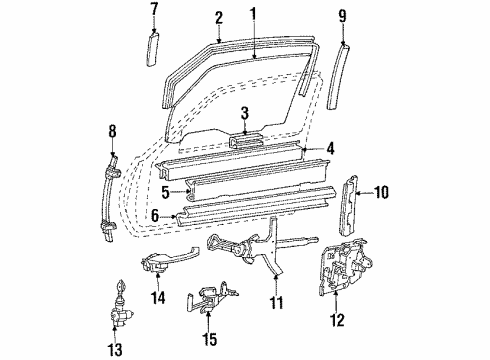1987 Cadillac Eldorado Glass - Front Door Diagram