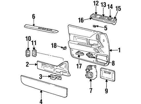 1999 Buick LeSabre Armrest, Red, Driver Side Diagram for 16673517