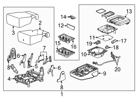 2016 GMC Sierra 2500 HD Front Seat Components Diagram