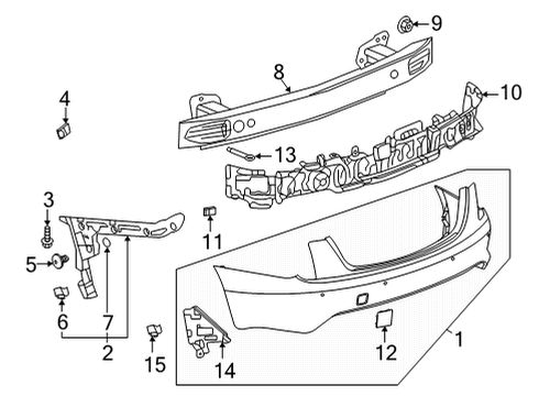 2020 Cadillac CT4 Bumper & Components - Rear Diagram 2 - Thumbnail