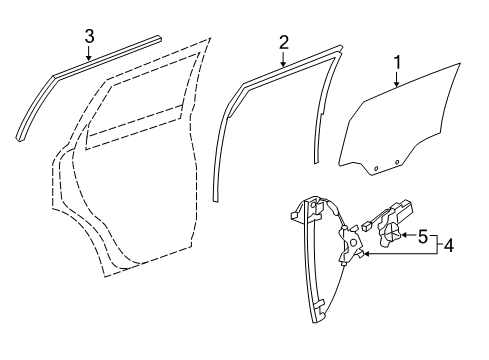 2012 Chevy Captiva Sport Rear Door - Glass & Hardware Diagram