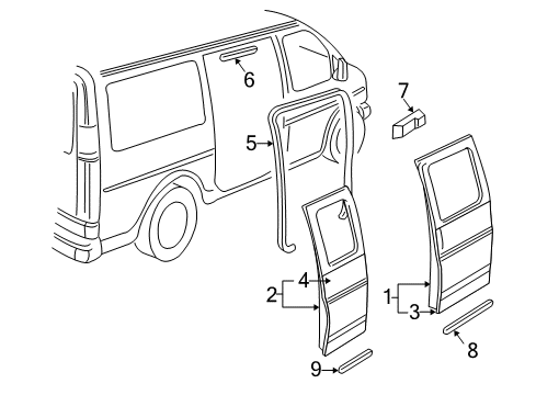 1997 Chevy Express 2500 Side Loading Door - Door & Components Diagram