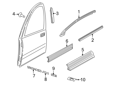 2001 Pontiac Grand Am Exterior Trim - Door Diagram