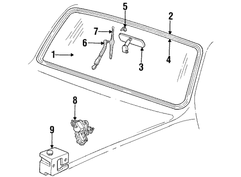 1986 GMC Jimmy Windshield Glass, Wiper & Washer Components, Reveal Moldings Diagram