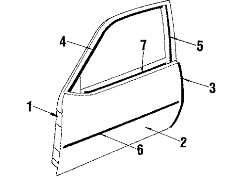 1986 Chevy Cavalier Side Molding, Black; Red, Front Lower Diagram for 20475420
