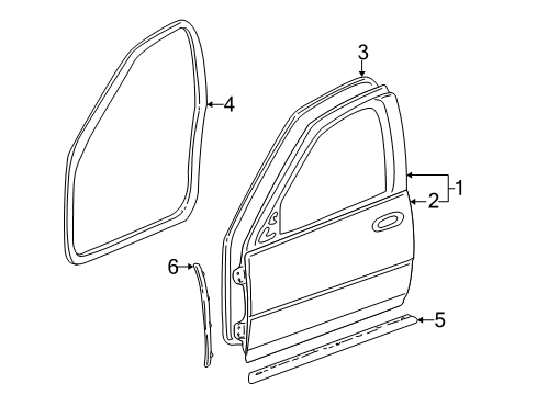 1998 Cadillac Seville Front Weatherstrip, Passenger Side Diagram for 25628636