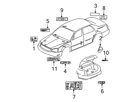2004 Cadillac DeVille Information Labels Diagram
