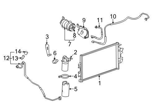 2007 Chevy Express 3500 A/C Condenser, Compressor & Lines Diagram