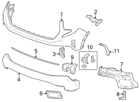 2022 GMC Sierra 1500 Bumper & Components - Front Diagram 8 - Thumbnail