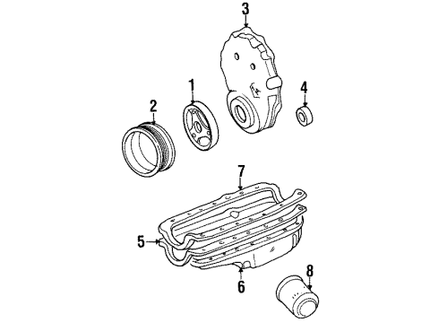 1994 GMC C1500 Suburban Engine Parts, Mounts, Cylinder Head & Valves, Camshaft & Timing, Oil Pan, Oil Pump, Crankshaft & Bearings, Pistons, Rings & Bearings Diagram