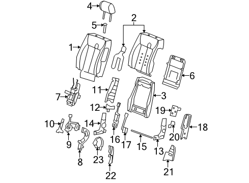 2007 Cadillac DTS Front Seat Components Diagram 2 - Thumbnail