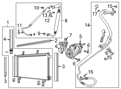 2013 Chevy Caprice A/C Condenser, Compressor & Lines Diagram