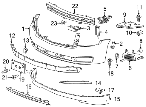 2016 Chevy Suburban Front Upper Bumper Cover Diagram for 84408066