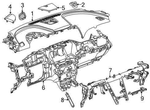 2019 Chevy Impala Reinforcement Beam Support Bracket, Driver Side Diagram for 22961287