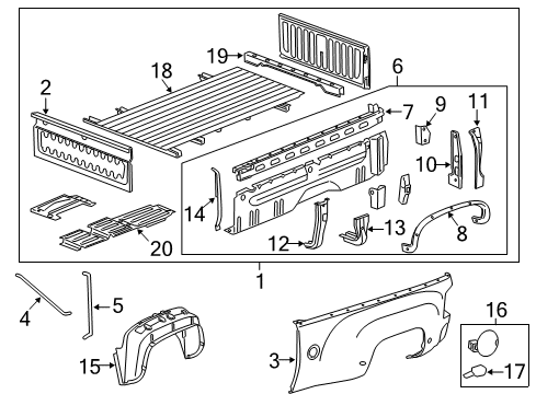 2011 GMC Sierra 2500 HD Wheelhouse Panel, Passenger Side Diagram for 10384443