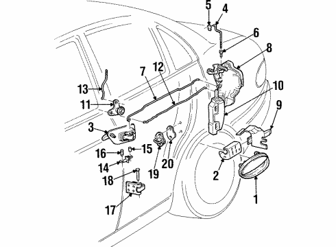 2000 Cadillac Catera Rear Door - Lock & Hardware Diagram