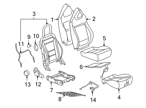 2010 Saturn Sky Front Seat Components Diagram