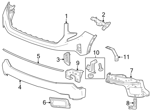 2022 GMC Sierra 1500 Bumper & Components - Front Diagram 9 - Thumbnail