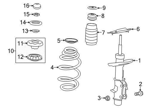 2012 Chevy Camaro Struts & Components - Front Diagram