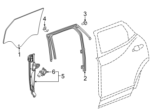 2021 Chevy Blazer Front Door Glass & Hardware Diagram