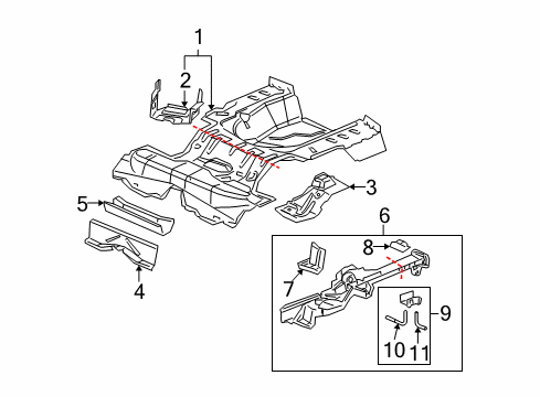 2007 Pontiac G5 Rear Body - Floor & Rails Diagram