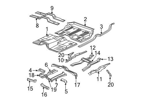 2002 GMC Yukon Floor & Rails Diagram