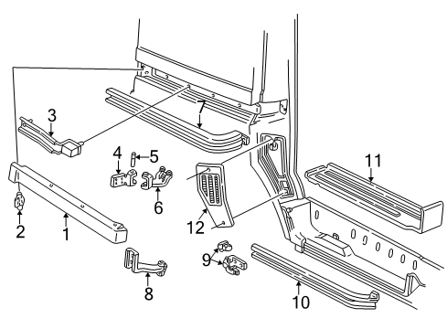 2004 GMC Safari Sliding Door Hardware Diagram