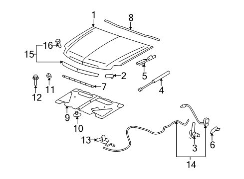 2008 Cadillac Escalade ESV Hood & Components, Exterior Trim Diagram