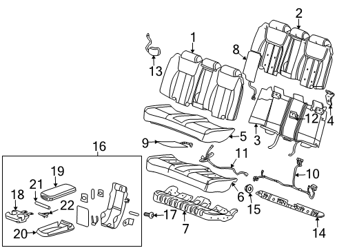 2007 Cadillac DTS Rear Seat Components Diagram