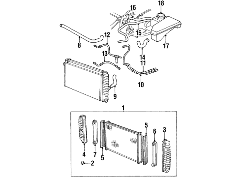 1998 Oldsmobile Aurora Radiator & Components Diagram