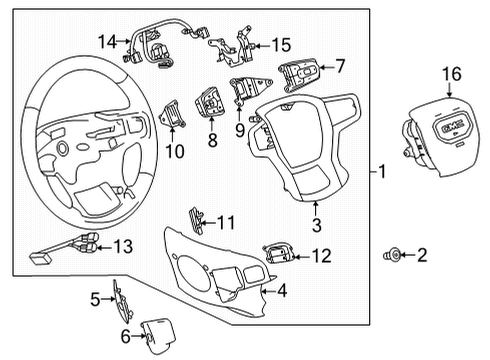 2021 GMC Yukon Steering Wheel, Jet Black Diagram for 84945914