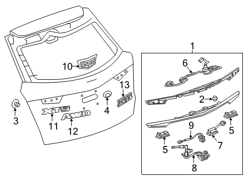 2018 Cadillac XT5 Exterior Trim - Lift Gate Diagram