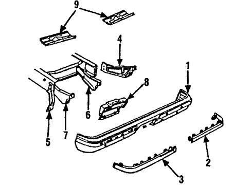 1987 Chevy V10 License Bracket, Rear Diagram for 3892041