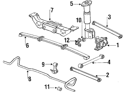1994 Pontiac Grand Prix Strut, Rear Diagram for 22065049