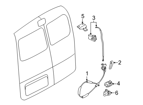 2015 Chevy City Express Upper Latch, Rear Driver Side Diagram for 19316963