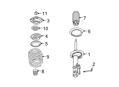 2008 Saturn Aura Struts & Components - Front Diagram 2 - Thumbnail