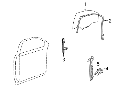 2012 Chevy Traverse Front Door - Glass & Hardware Diagram