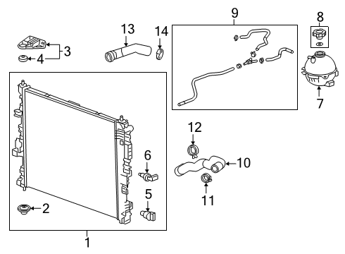 2023 Cadillac XT5 Radiator & Components Diagram 2 - Thumbnail