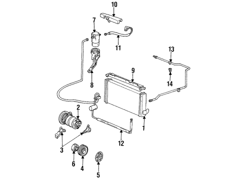 1993 Cadillac Allante Compressor Hose Diagram for 3524054