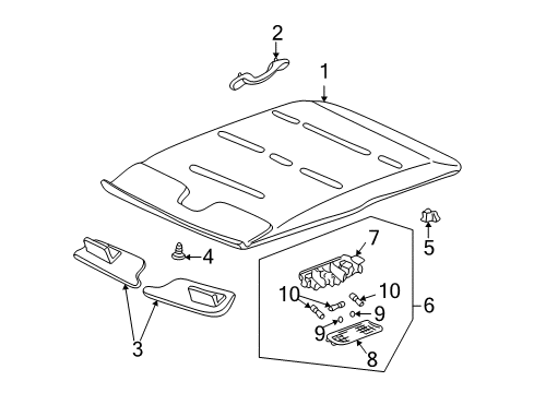 2004 Cadillac Escalade EXT Interior Trim - Roof Diagram