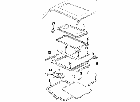 1989 Oldsmobile 98 Sunshade Guide, Driver Side Diagram for 20501755