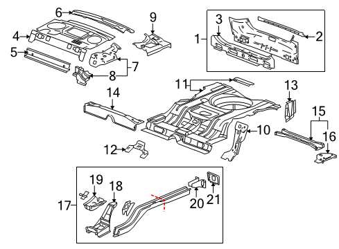 2007 Buick LaCrosse Rear Body Panel, Floor & Rails Diagram