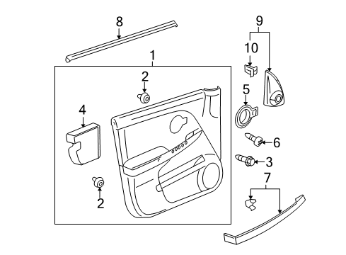 2008 Pontiac Torrent Interior Trim - Front Door Diagram