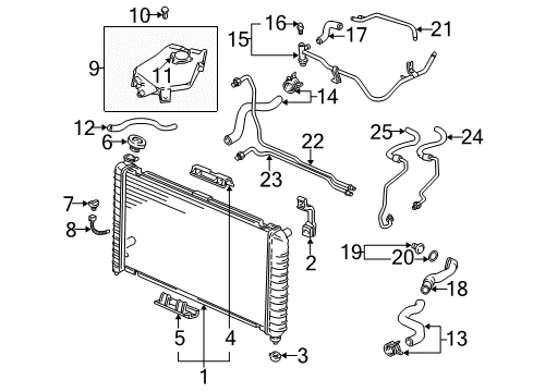 1998 Pontiac Trans Sport Radiator & Components Diagram