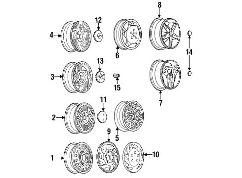 1993 Pontiac Bonneville Center Cap, White Diagram for 25607848