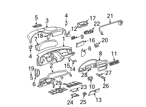 2002 Chevy Cavalier A/C & Heater Control Units Diagram