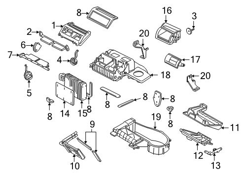 2003 Chevy Monte Carlo A/C Evaporator & Heater Components Diagram